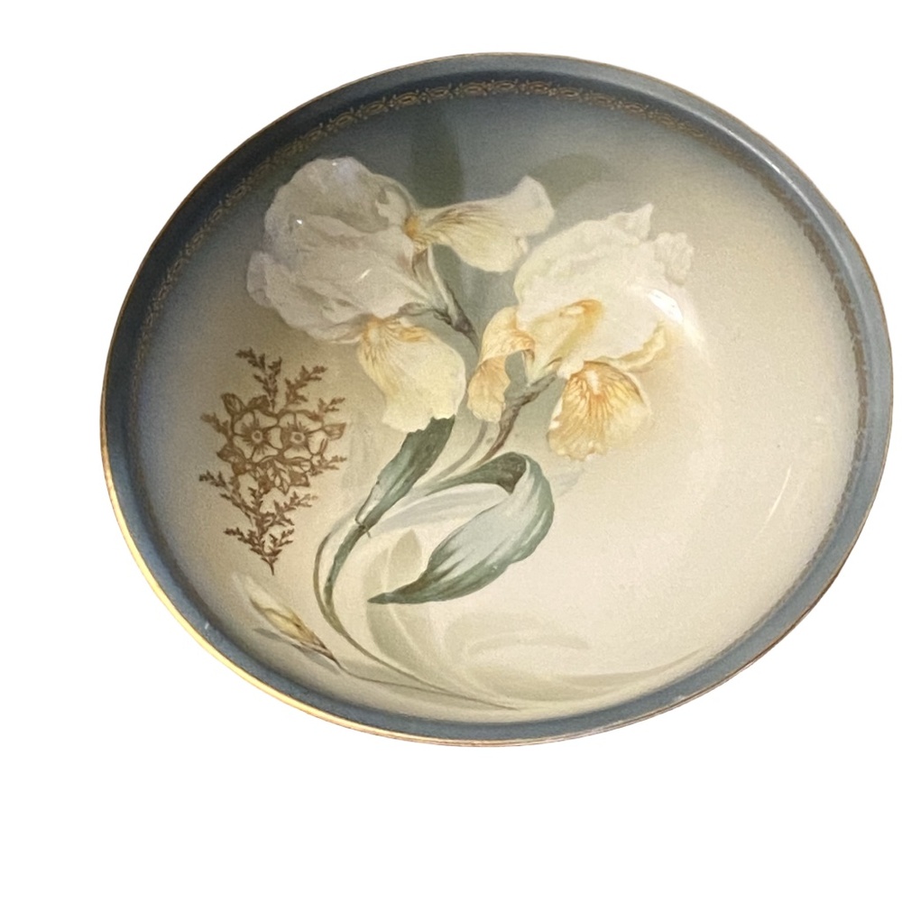 RS Silesia Germany Gold Gilt Hand Painted Tulip Porcelain Bowl c.1920s 9" - Picture 7 of 16